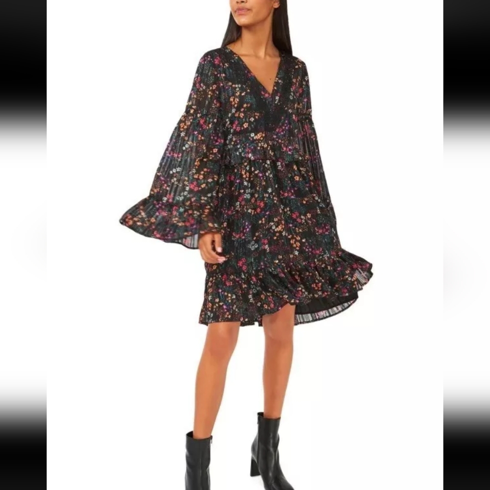 Riley & Rae Kate Floral Print Babydoll Dress ruffles bell sleeves Size 14